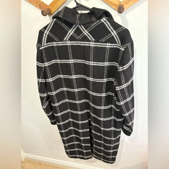MANGO CHECKERED LONG WOOL BLEND COAT- XS - Picture 8 of 9